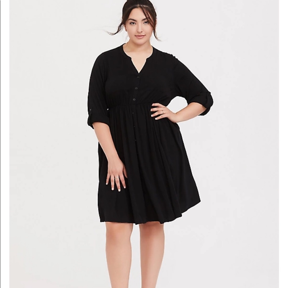 NWT Torrid Black Challis Button Front Shirt Dress size 0 (12)